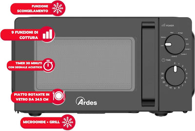 ARDES - Mikrowellenherd 20 Liter Kleiner Kombiofen Mikrowelle und Grill mit 5 Leistungsstufen und 9