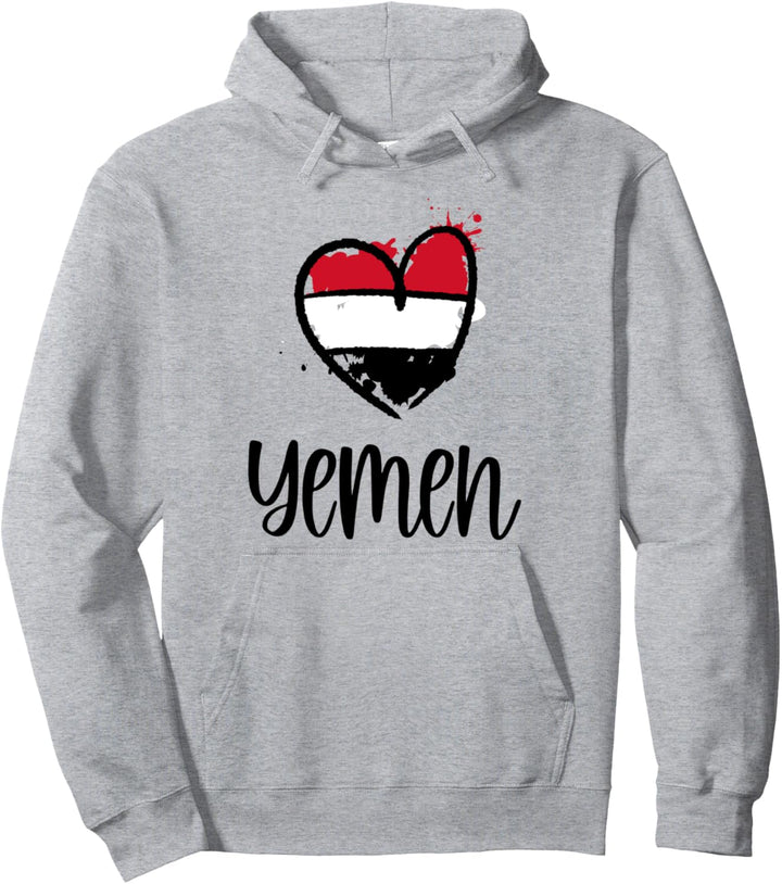 Yemen Heart Line Art Flag Cute Asian Arabic Yemenite Gift Pullover Hoodie