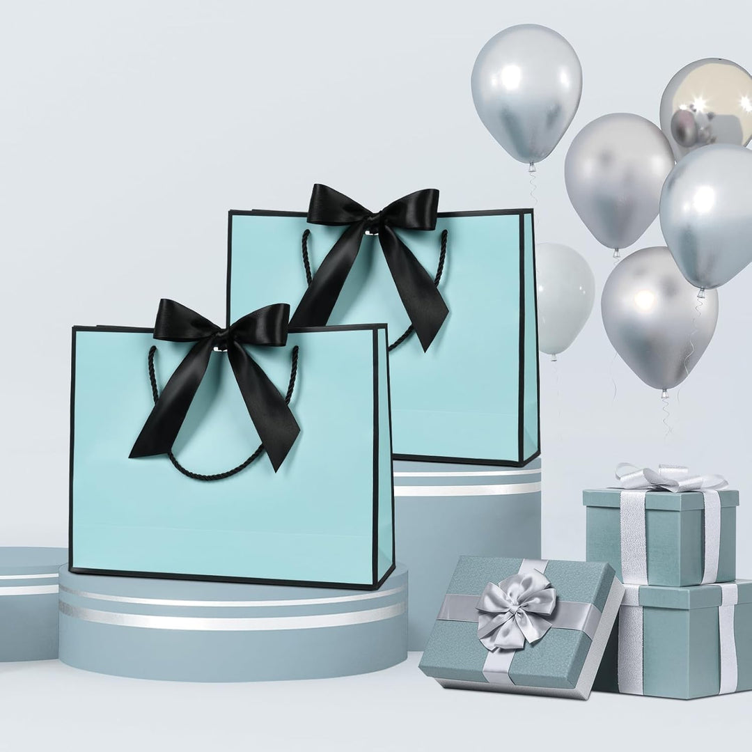 Geschenktüte mit Schleife,Geschenktüte Weiss,Geschenktaschen für Geburtstag, Hochzeit, Festivalfeier
