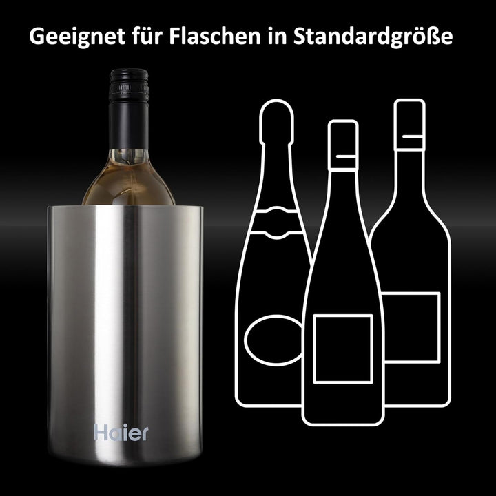 Haier Flaschenkühler Premium Collection I Weinkühler aus rostfreiem Edelstahl, spülmaschinenfest I S