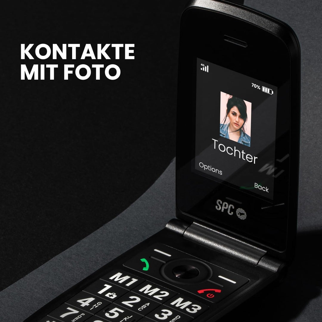 SPC Titan 2 – Klapphandy für Senioren, 4G, grosse Tasten, lauter Klingelton (105 dB), 2,4”-Display |