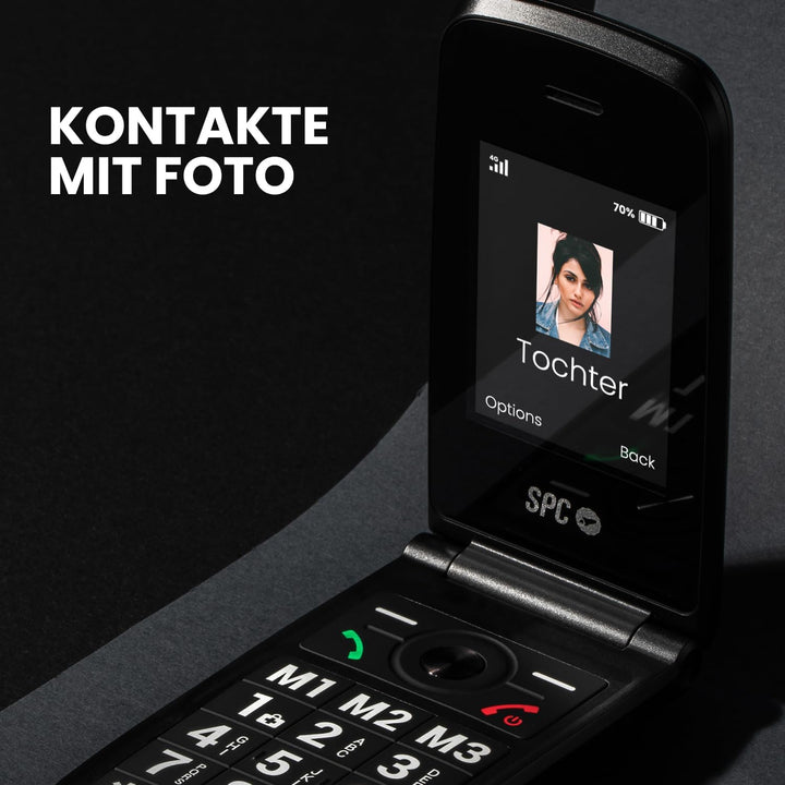SPC Titan 2 – Klapphandy für Senioren, 4G, grosse Tasten, lauter Klingelton (105 dB), 2,4”-Display |