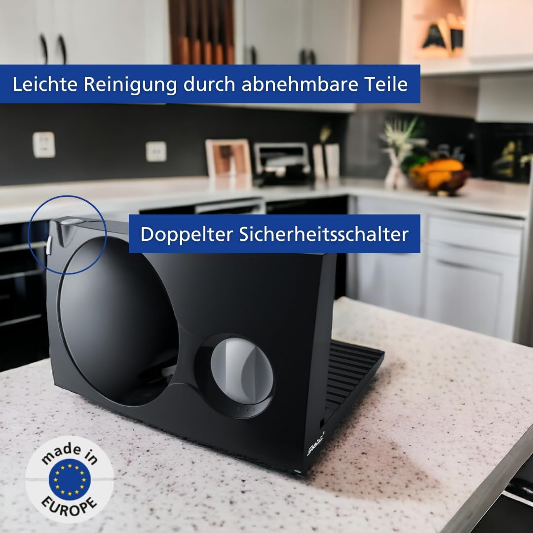 Steba Allesschneider AS100, platzsparend zusammenklappbar, Made in EU, Solinger Edelstahlmesser mit