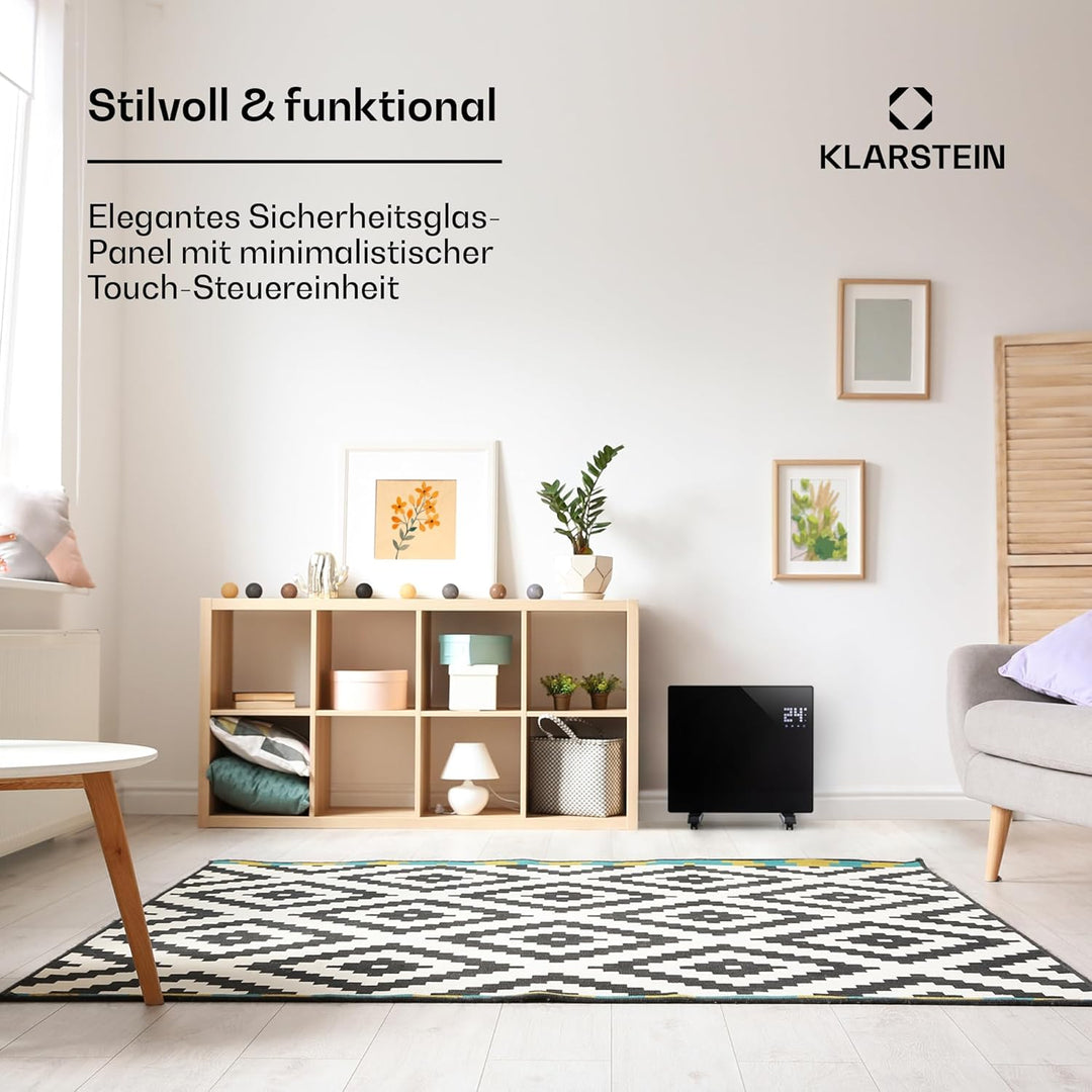 Klarstein Elektroheizung, Konvektor-Heizung mit Bodenrollen, Mobile Elektroheizung Energiesparend, S