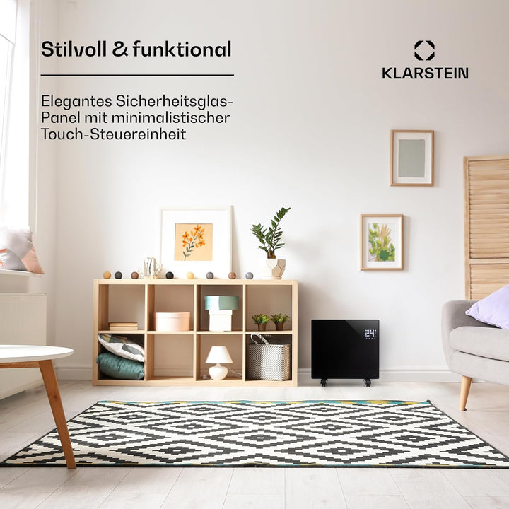 Klarstein Elektroheizung, Konvektor-Heizung mit Bodenrollen, Mobile Elektroheizung Energiesparend, S