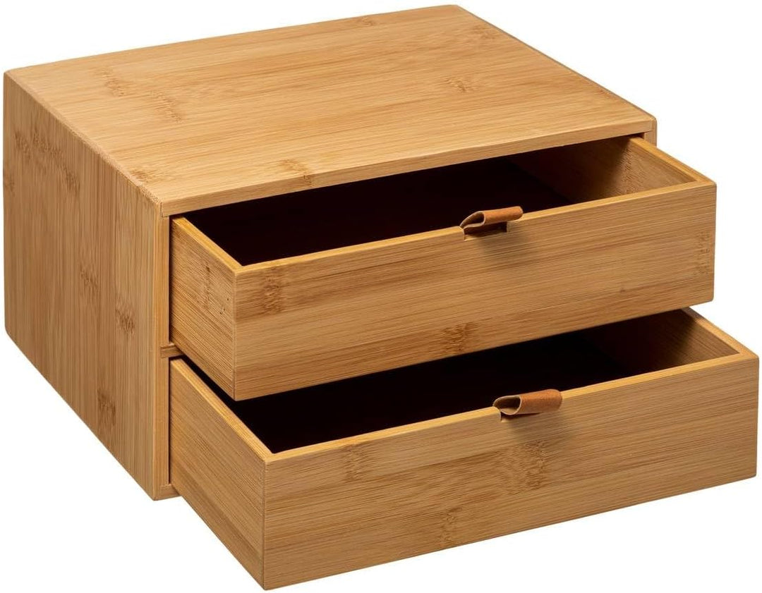 5five - box mit 2 schubladen bambus lederriemen