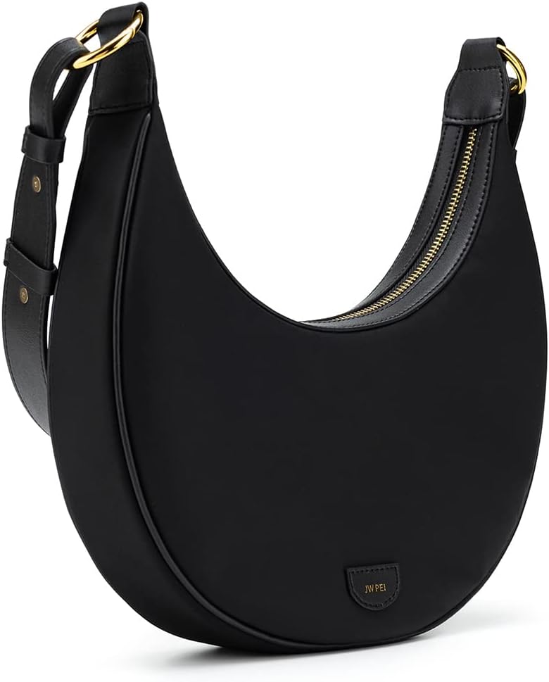 JW PEI Damen Tessa Crushed Umhängetasche Schwarz Nylon, Schwarz Nylon