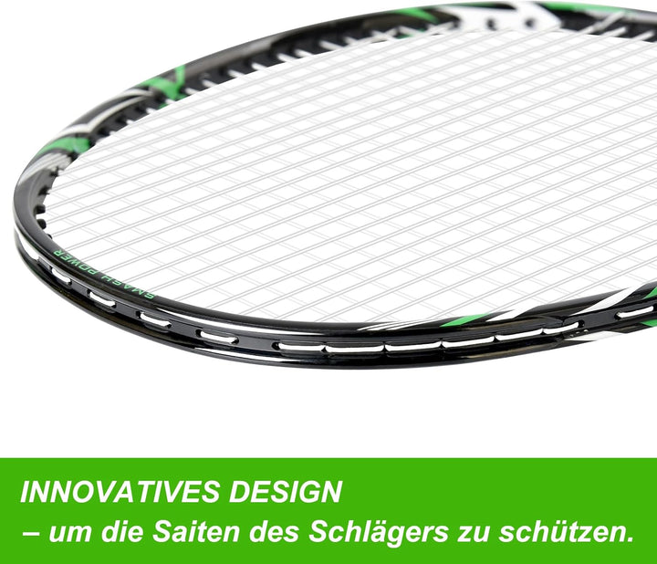 MANJHONG Graphit Badmintonschläger Set 2er Kratzfestes Rahmendesign Leichtgewicht Freizeit Federball