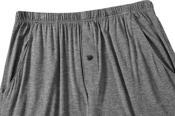 JINSHI Herren Schlafanzughosen Kurz Pyjamahose Sommer Nachtwäsche Shorts S 3er Pack- A (mit Knopflei