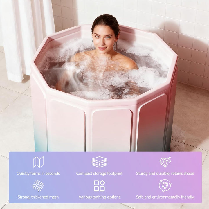 Faltbare Badewanne, 80x70cm(BxH) Tragbare Mobile Badewanne für Heiss- und Kaltbäder für kleine Badez