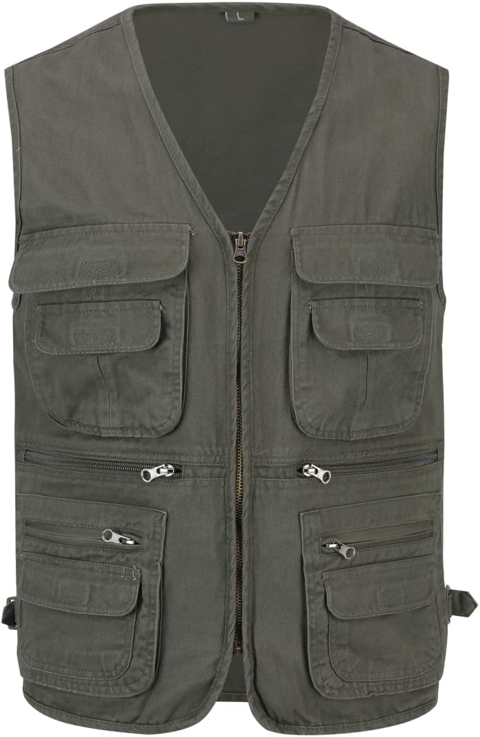 YOUTHUP Anglerweste Herren Outdoor Weste Multi-Tasche Ärmellose Jagd Herrenwesten Leicht Safari Wand