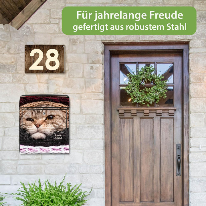 banjado Design Briefkasten personalisiert 38,5x46,5x13cm & 2 Schlüssel - Briefkasten Stahl Schwarz Z