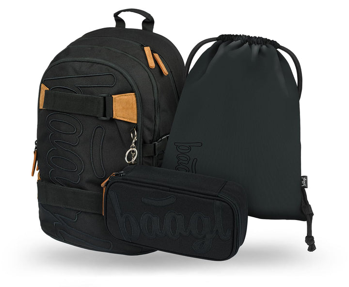 Baagl Schulrucksack Set Jungen Mädchen 3 Teilig, Schultasche ab 3. Klasse, Grundschule Ranzen mit Br