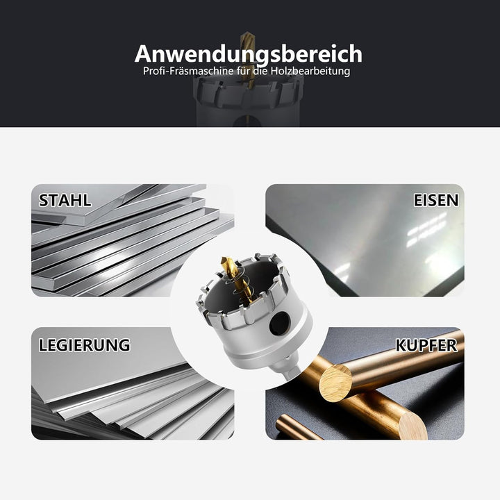 CSOOM Upgrade Hochleistungs-Hartmetall-Lochsäge 14 stück,TCT Lochschneider, mit 2 * Extra Titan-besc