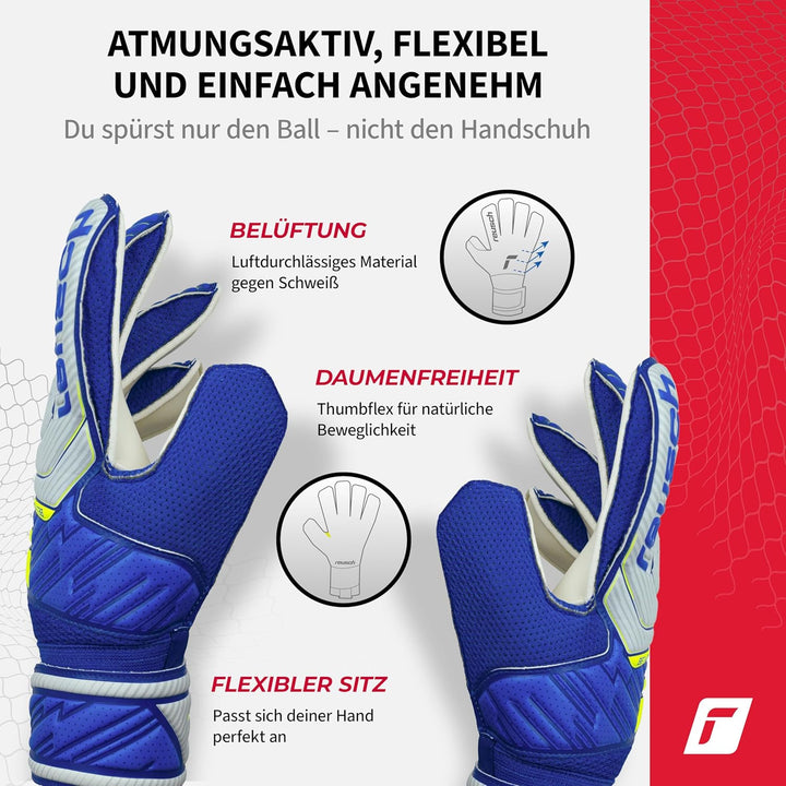 Reusch Herren Attrakt Unisex Torwarthandschuhe mit Aussennaht Schnitt und Solid Belag, Geeignet für
