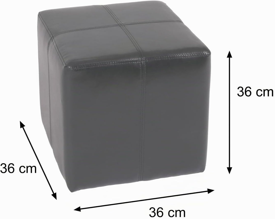 Mendler 2er-Set Sitzwürfel Hocker Sitzhocker Onex, Leder + Kunstleder, 36x36x36cm FSC®-Zertifiziert