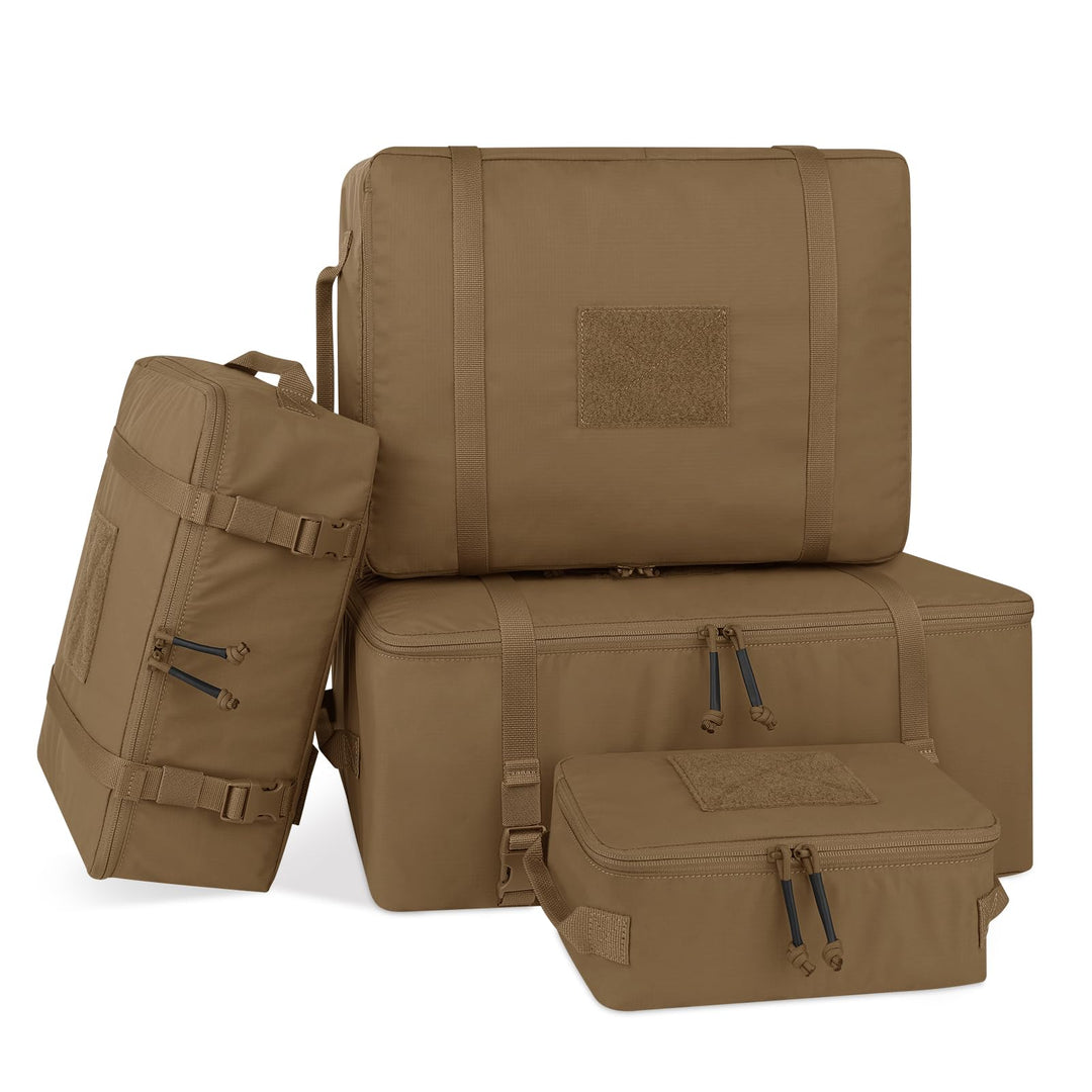 PETAC GEAR 4 PCS Taktische Packing Cubes, Multifunktionale Koffer Organizer Set Outdoor Mesh Bag Set