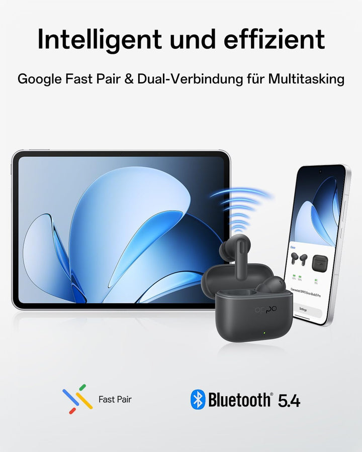 OPPO Enco Buds3 Pro True Wireless Ohrhörer, Bluetooth 5.4 Stereo In-Ear-Headset, Klare Gesangswieder