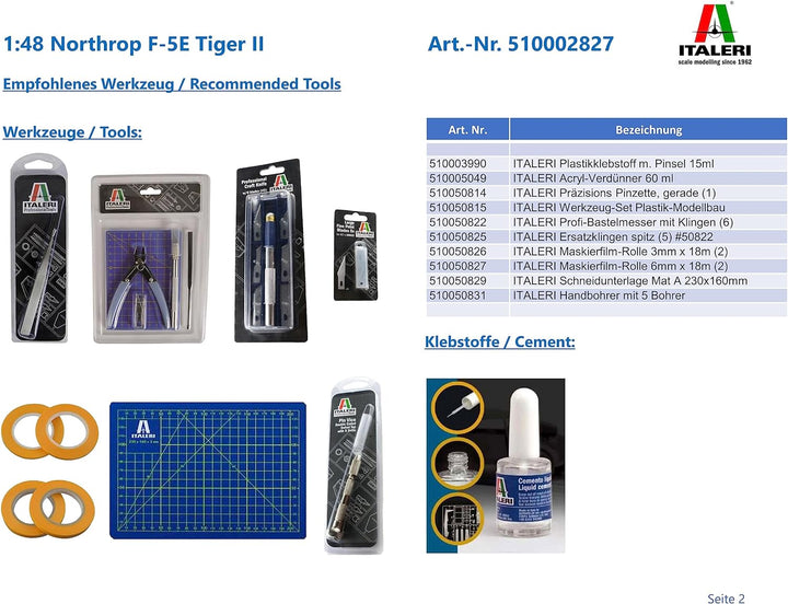 Italeri 2827S 1:48 Northrop F-5E Tiger II - Modellbau, Bausatz, Standmodellbau, Basteln, Hobby, Kleb