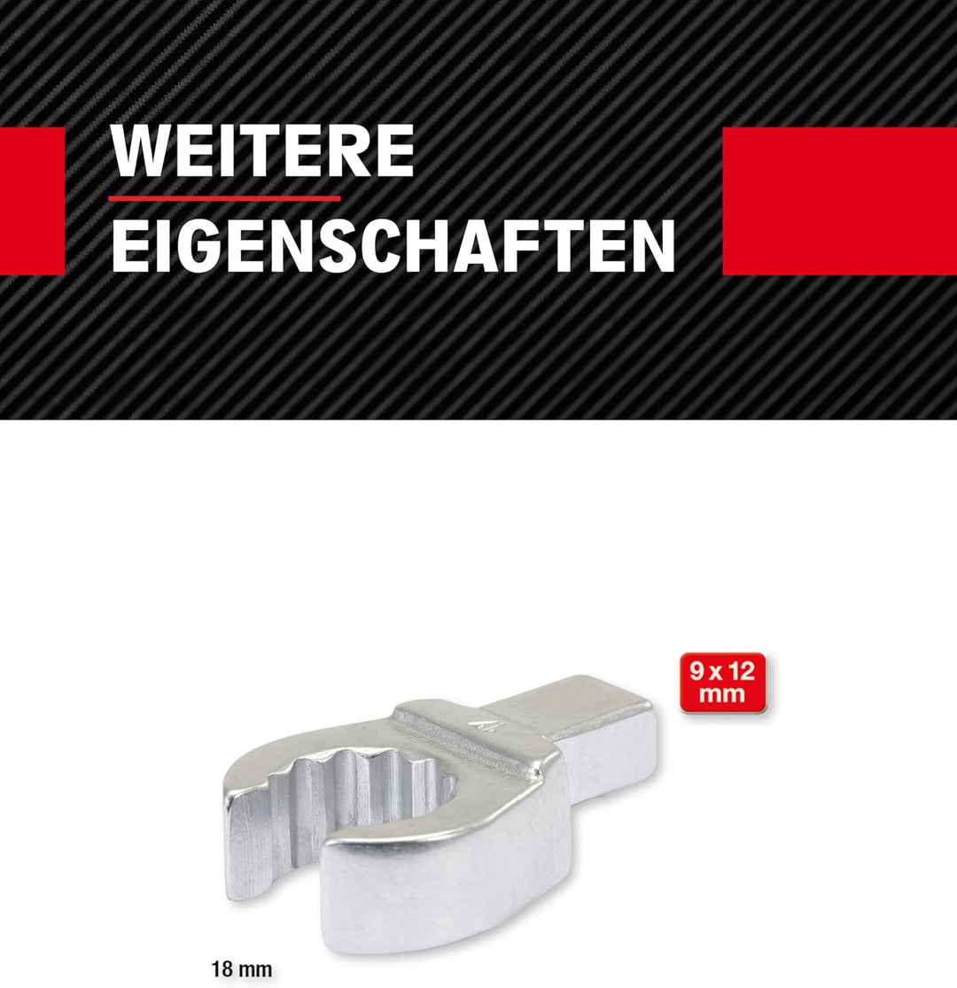 KS Tools 516.2518 9x12mm Einsteck-Ringschlüssel offen, 18mm, Satiniertes Chrom 18 mm, 18 mm