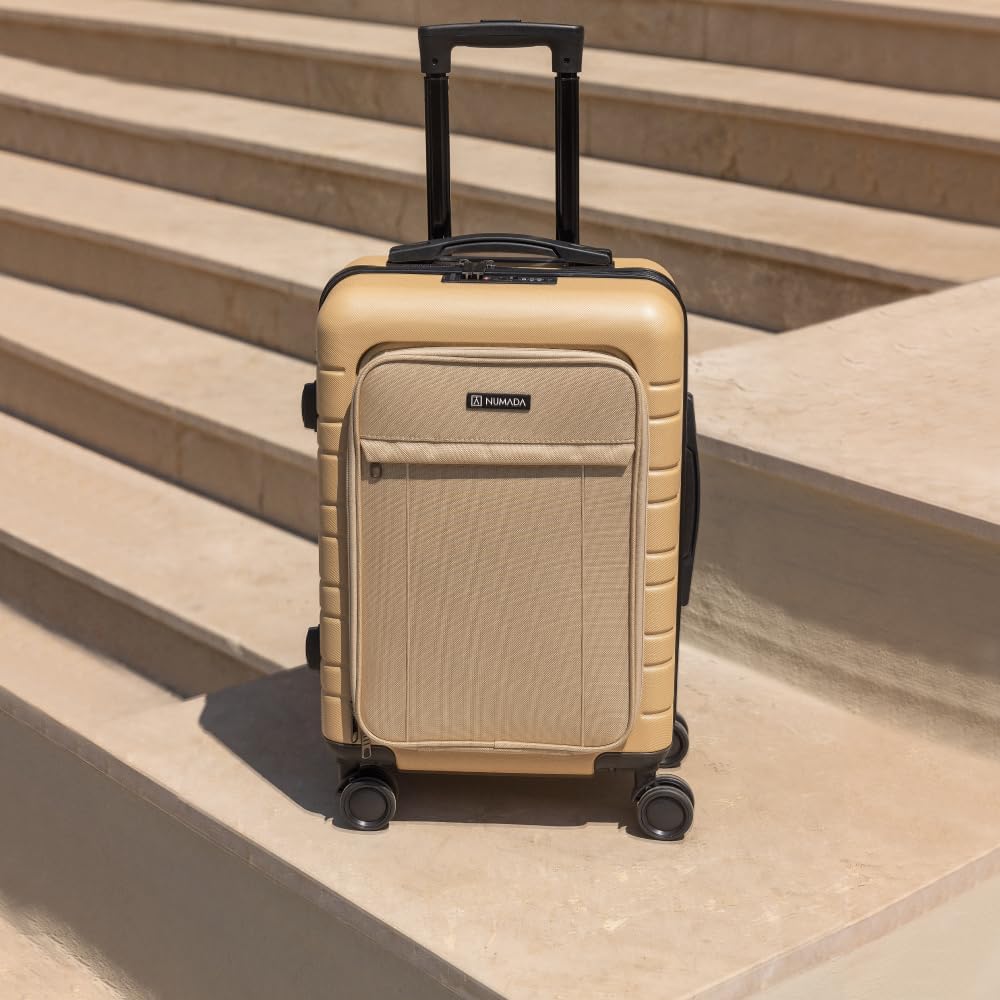 NUMADA – Handgepäck Koffer Trolley ABS PackPro T20 (56x37x22cm) mit TSA-Schloss und 4 Doppelrollen.