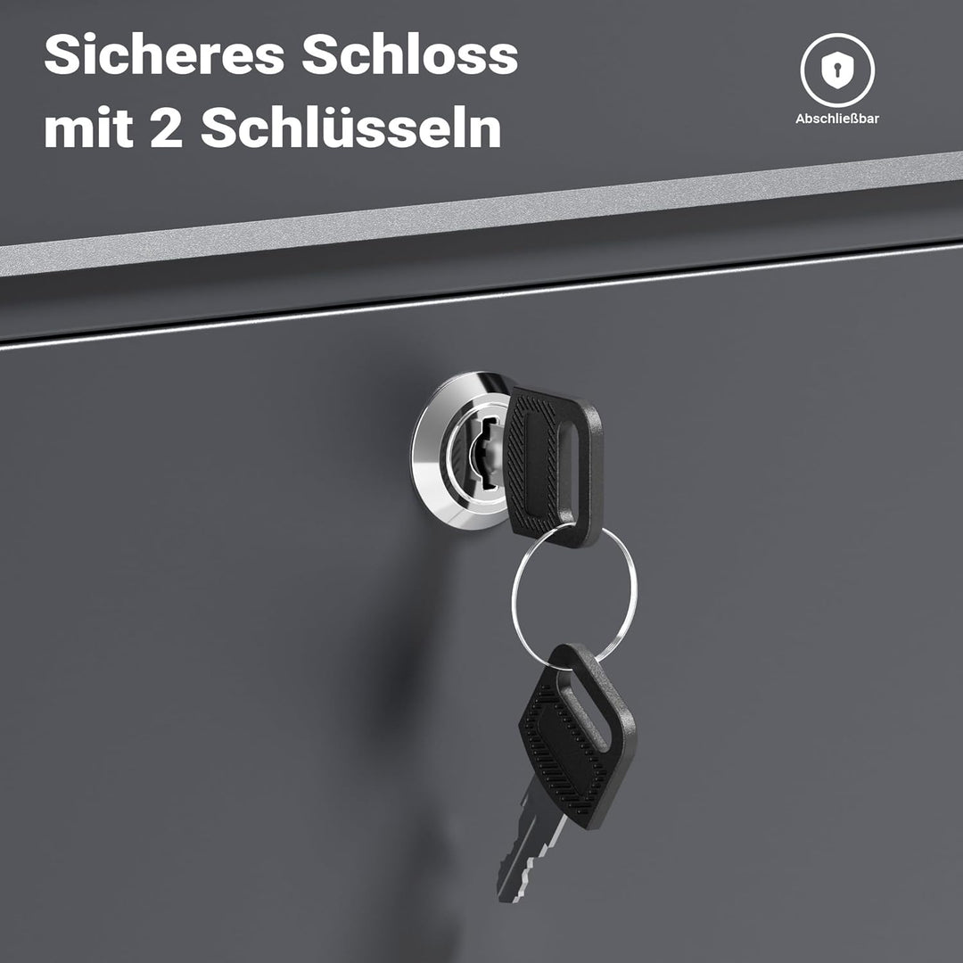 Wiltec Briefkasten V13 Anthrazit 360 x 105 x 315 mm, Wandbriefkasten mit Schloss und Klappe, Postkas