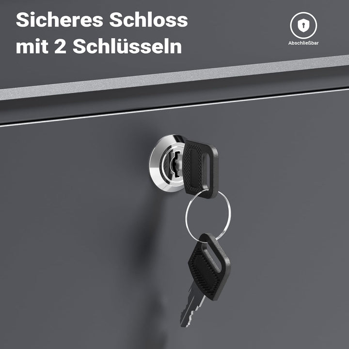 Wiltec Briefkasten V13 Anthrazit 360 x 105 x 315 mm, Wandbriefkasten mit Schloss und Klappe, Postkas