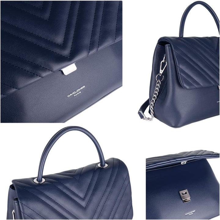 David Jones - Damen Umhängetasche - Frau Handtasche Gesteppte PU Leder - Steppmuster Tasche Mittelgr