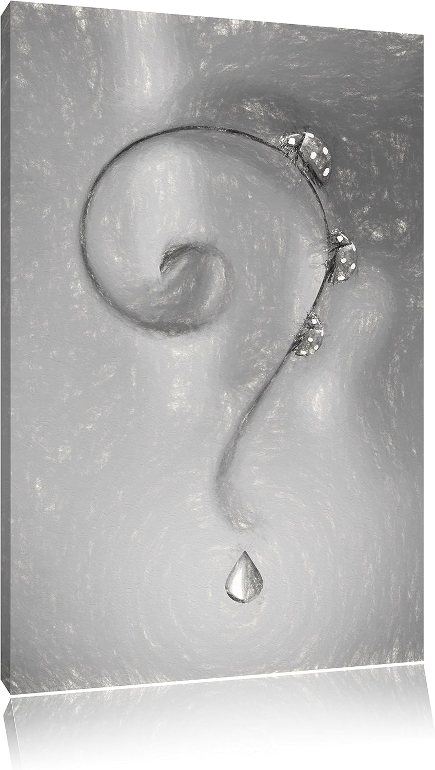 Pixxprint Marienkäfer Folgen dem Fragezeichen Kunst Kohle Effekt, Format: 100x70 auf Leinwand, XXL r