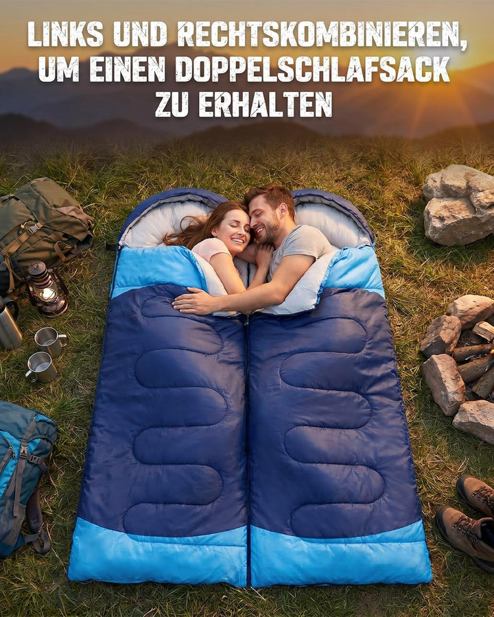 Schlafsack Camping für 3–4 Jahreszeiten, Outdoor-Schlafsack für Erwachsene und Kinder, Kompakter Sch