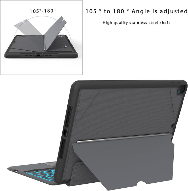 ROOFEI Tastatur Hülle für iPad 10.2 Zoll (9/8/7 Generation - 2021/2020/2019), iPad Air 3 & iPad Pro