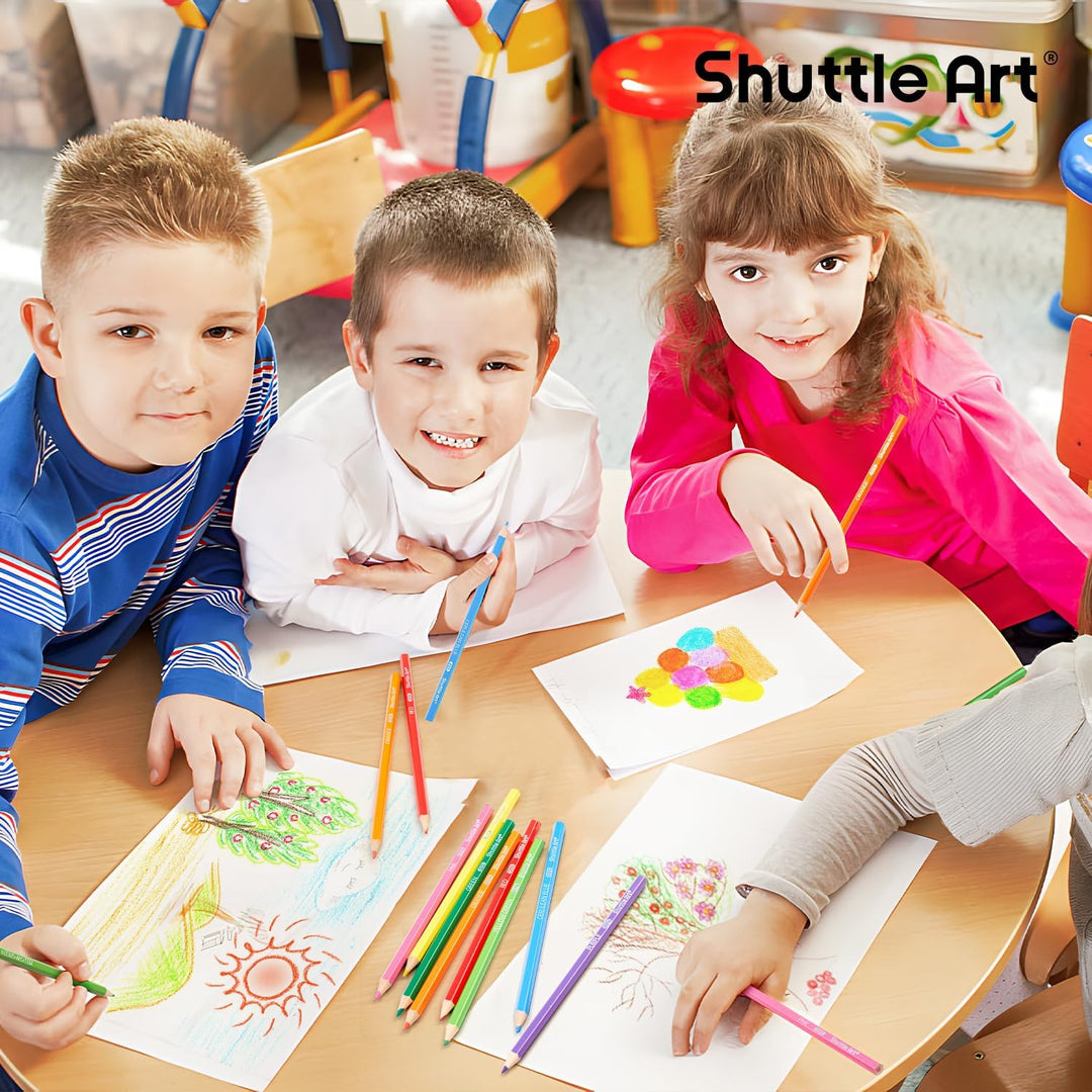 Shuttle Art 408 Pack Buntstifte Schule Set, 12 Farben Malstifte für Kinder plus 20 Anspitzer, Buntst