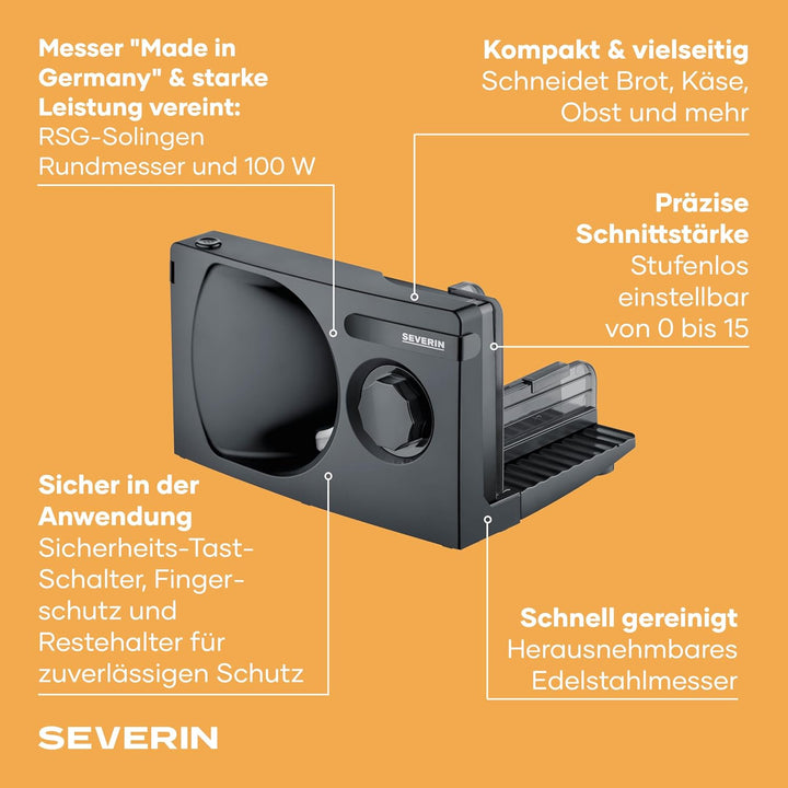 SEVERIN Allesschneider für Brot, Aufschnitt oder Käse, Brotschneidemaschine mit stufenlos einstellba