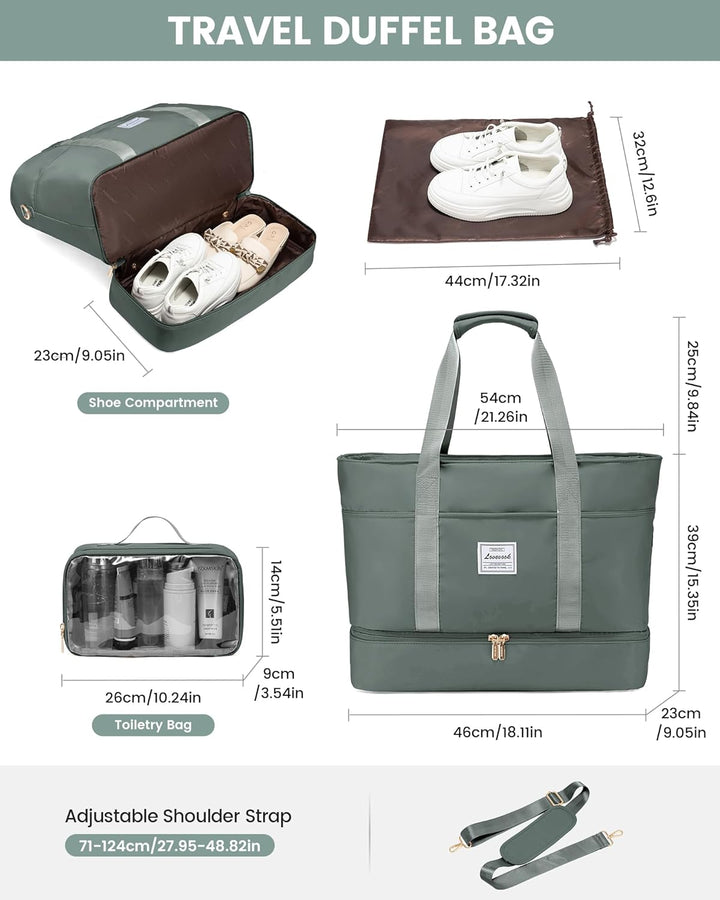 LOVEVOOK Reisetasche Damen, Wasserdicht Weekender Travel Bag mit Schuhfach, Duffle Bag Kliniktasche