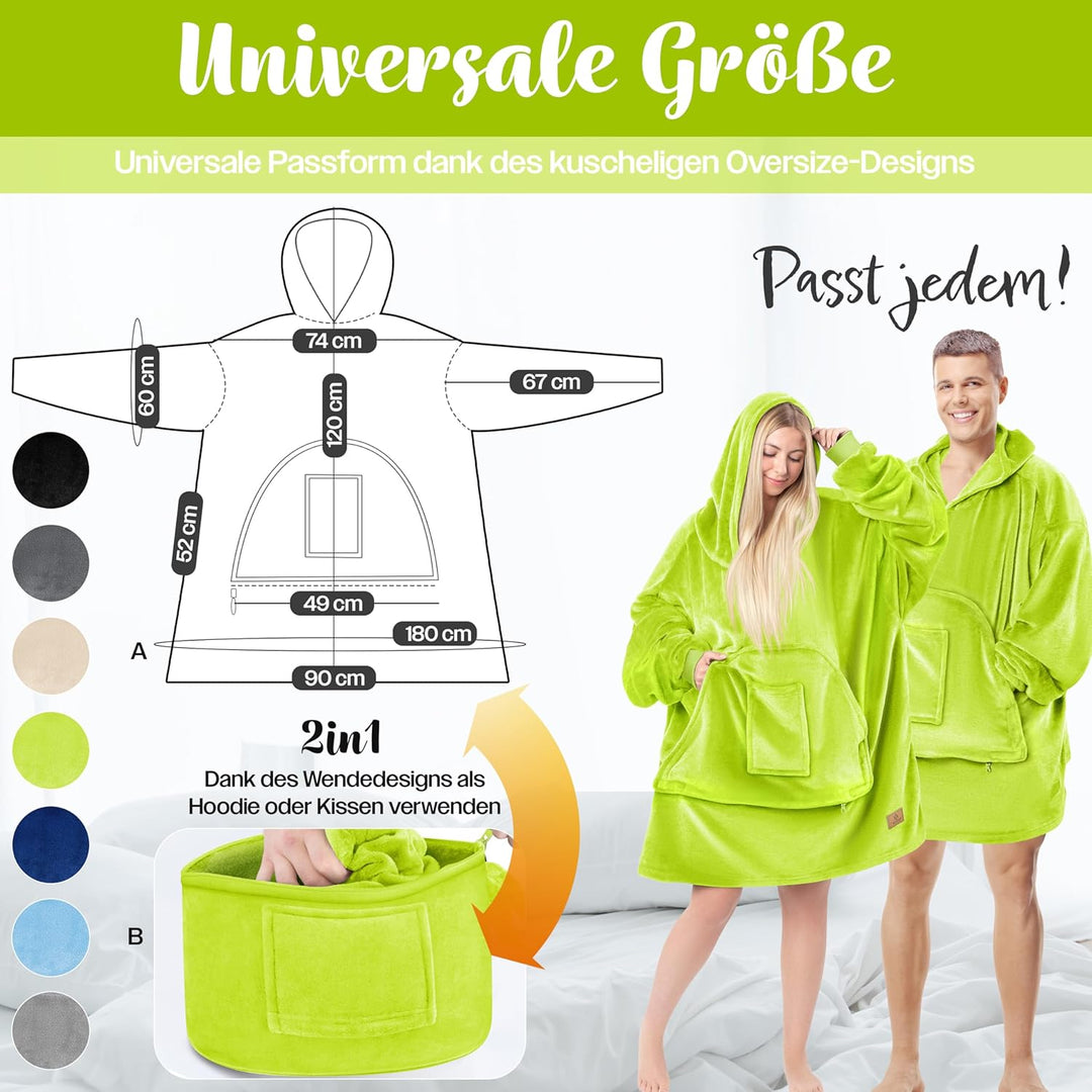 KESSER® Hoodie Decke Kuscheldecke mit Ärmeln Deckenpullover Vielseitig Tragbare Decke zum Anziehen f