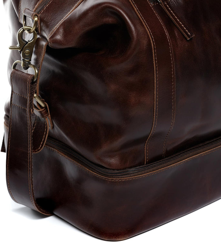 SID & VAIN Reisetasche mit separatem Schuh-Fach Kingston aus Premium Leder I Sporttasche XL gross fü