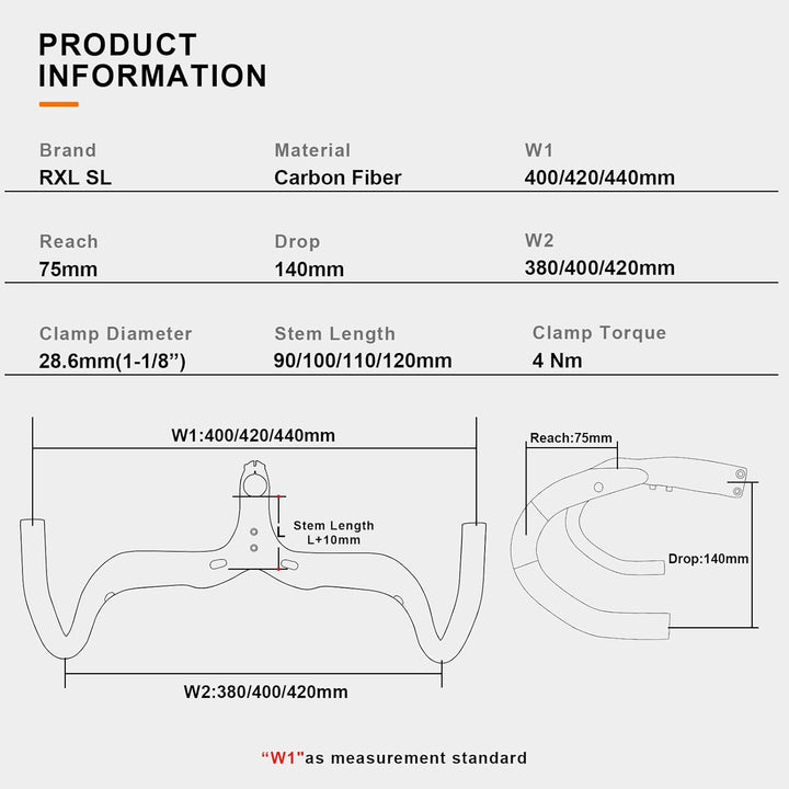 RXL SL carbon rennrad lenker 28.6mm Schwarz 3K matt Integrierte fahrradlenker Lenker 420 * 100mm, oh