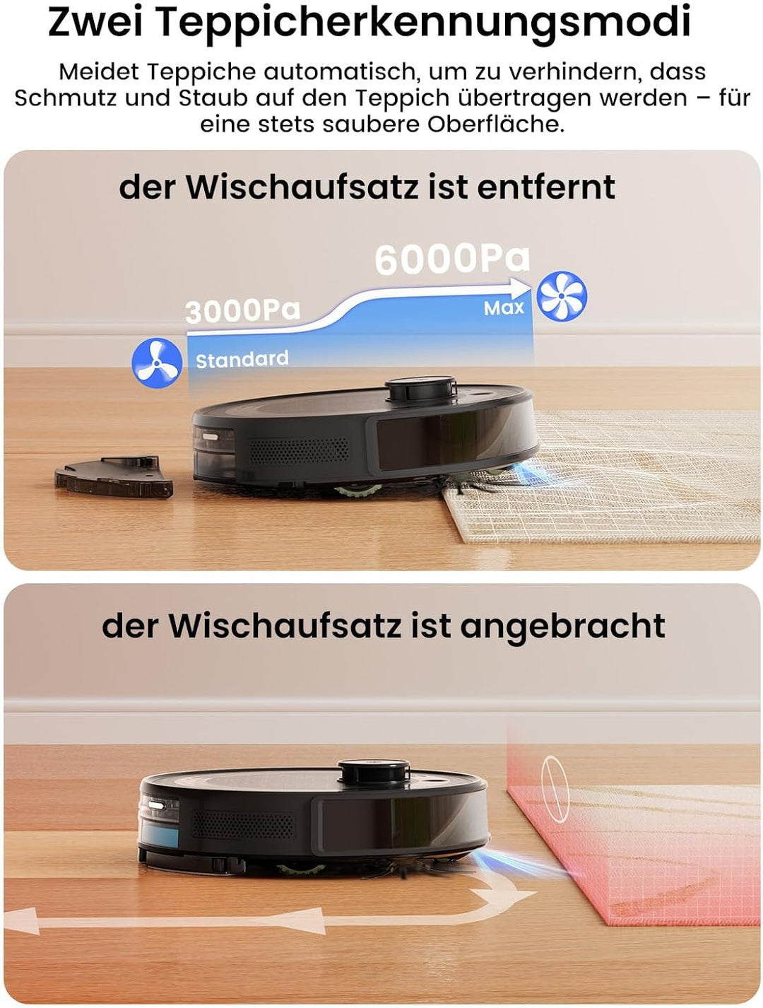 Lefant M2 Plus Roboterstaubsauger mit Kartierung, 6000Pa, Sammelstation 2,5 l, Lasernavigation dToF