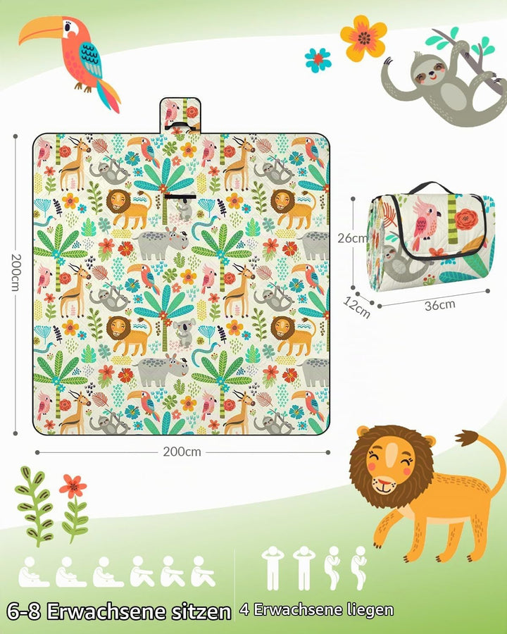 Extra gross Kinder Picknickdecke Wasserdicht 200 * 200cm, Strandmatte Campingdecke Gepolstert Faltba