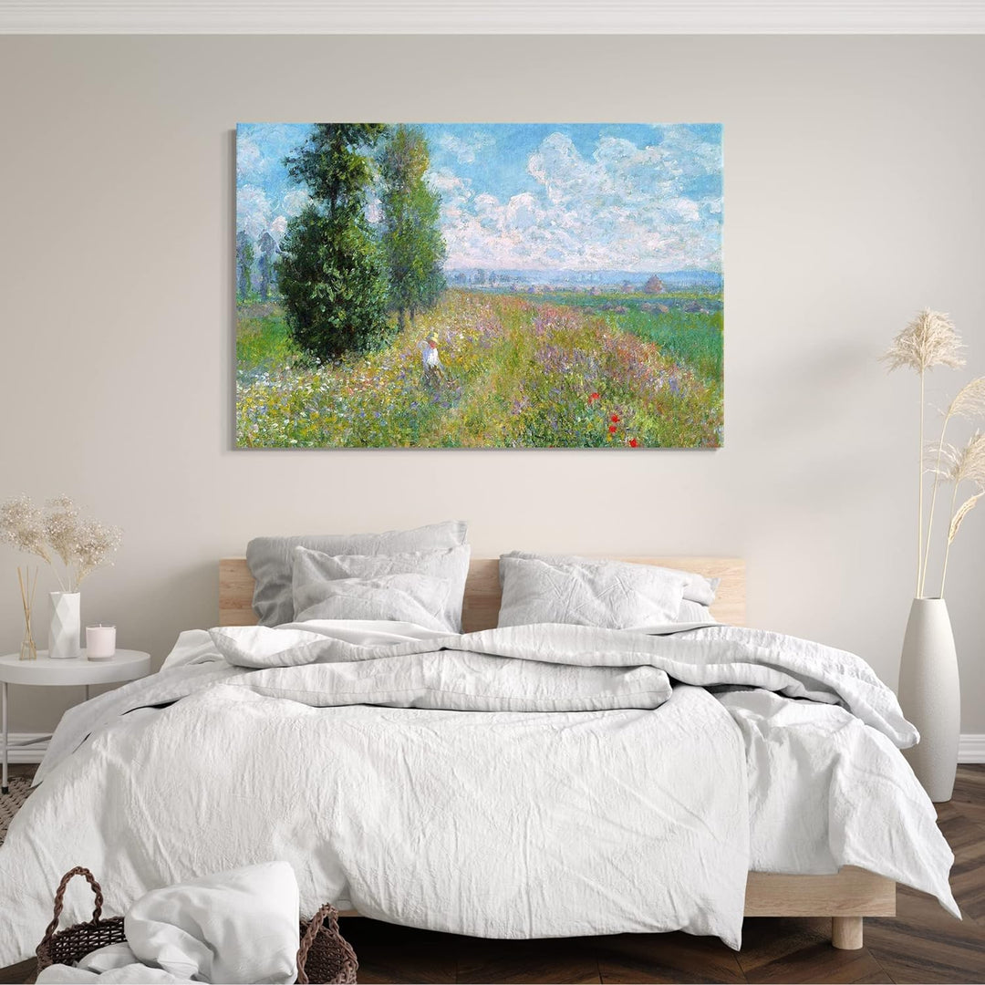 Printed Paintings Leinwand (100x70cm): Claude Monet - Wiese mit Pappeln 100x70 cm, 100x70 cm