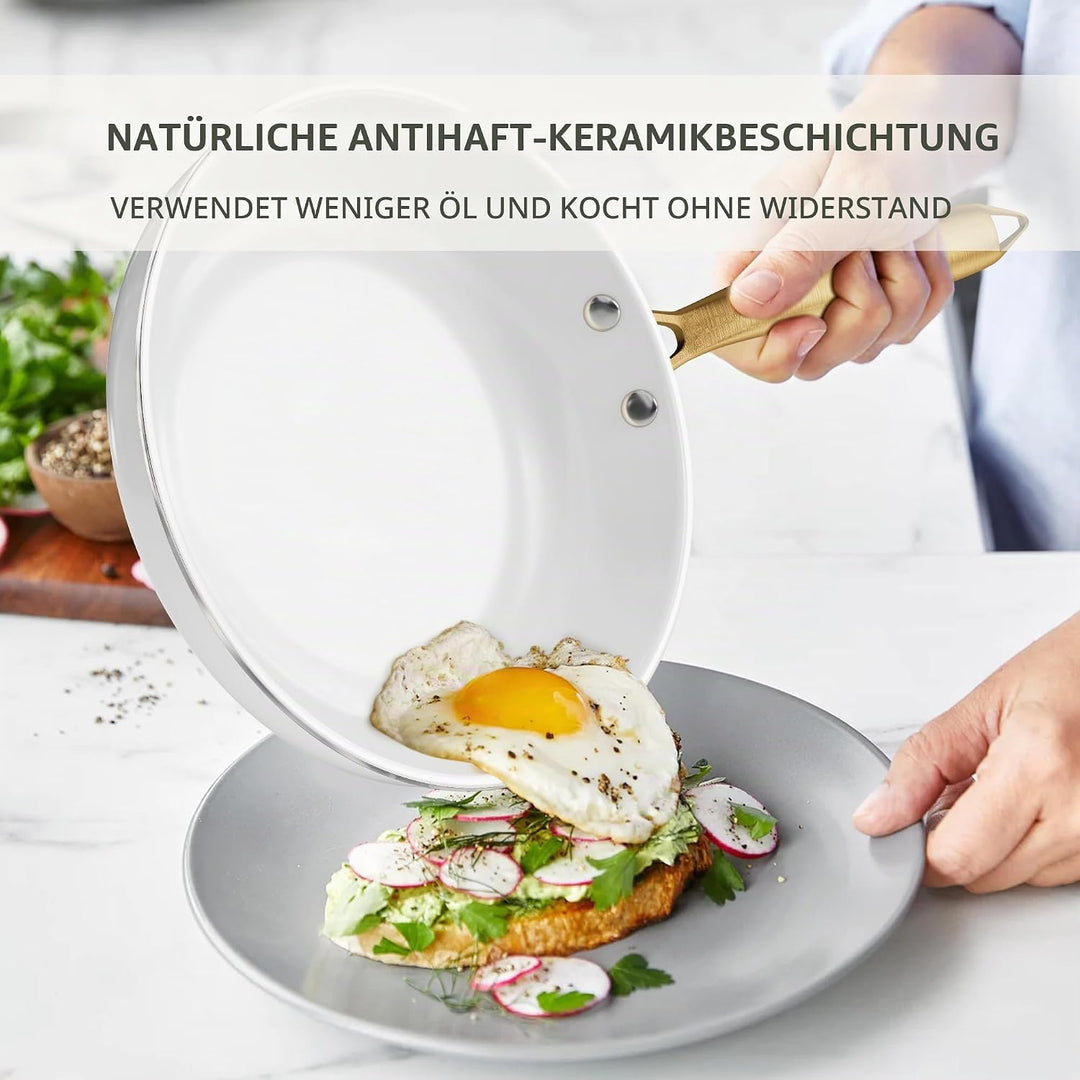 RIOVARM Induktion Töpfe und Pfannen Set mit Deckeln, Keramik Antihaft beschichtung Kochgeschirr-Set,