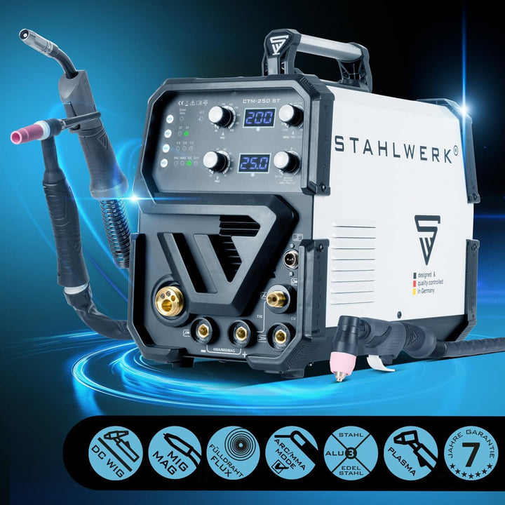 STAHLWERK CTM-250 ST Kombi-Schweissgerät WIG + MIG/MAG + MMA/E-Hand + CUT/Plasma mit 200 Ampere und