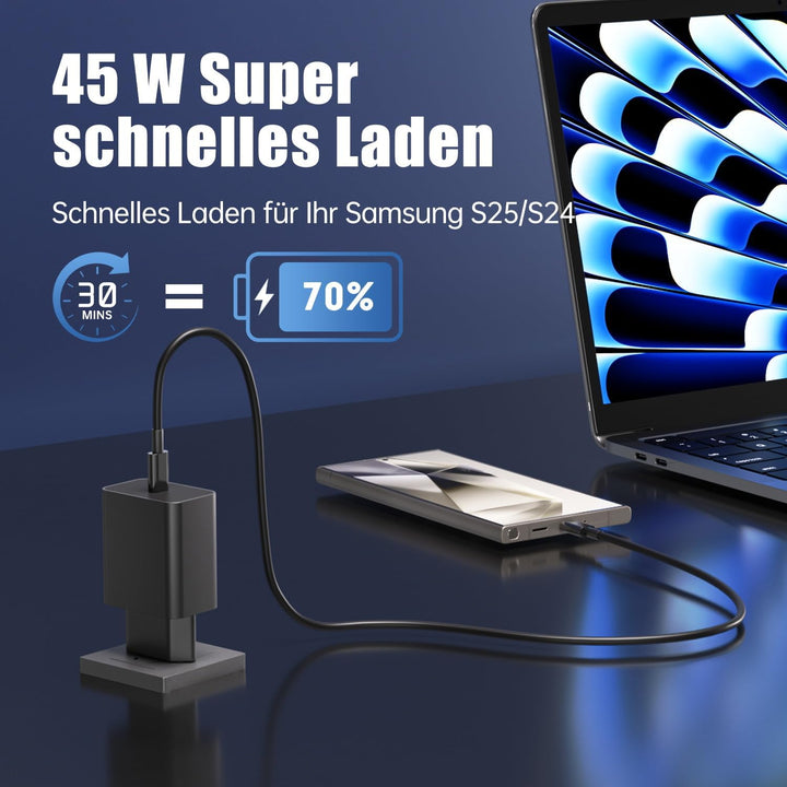45W USB C Charger Charging Cable for Samsung Galaxy S25 S24 S23 S22 S21 Ultra S20fe A56 A55 A54 A53