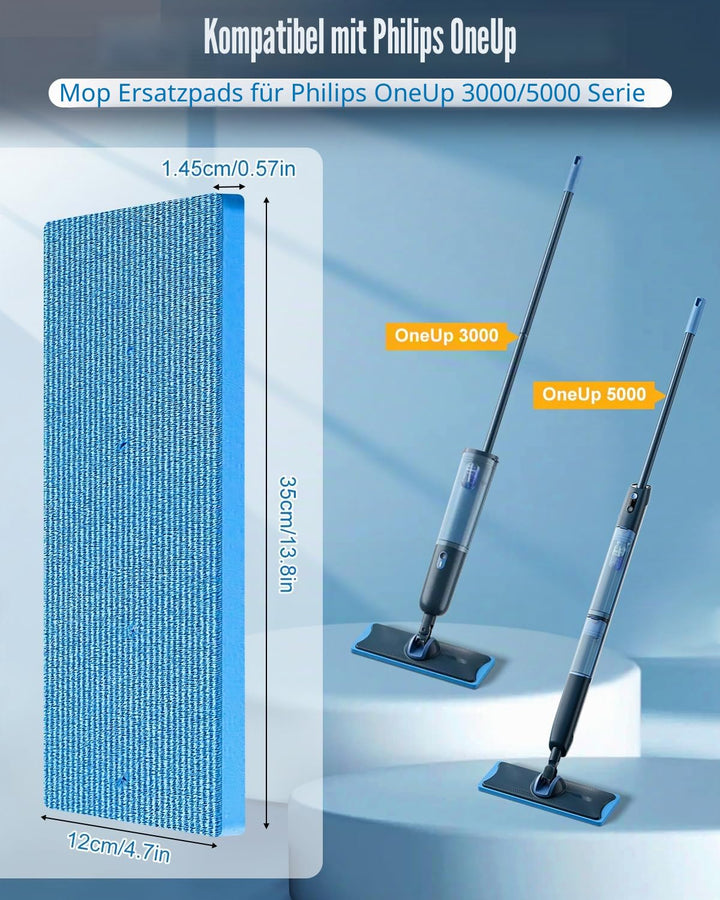Chuancheng 4er-Pack Reinigungspad für Philips OneUp 3000/5000 Serie, waschbare Wischmopp-Pads für em