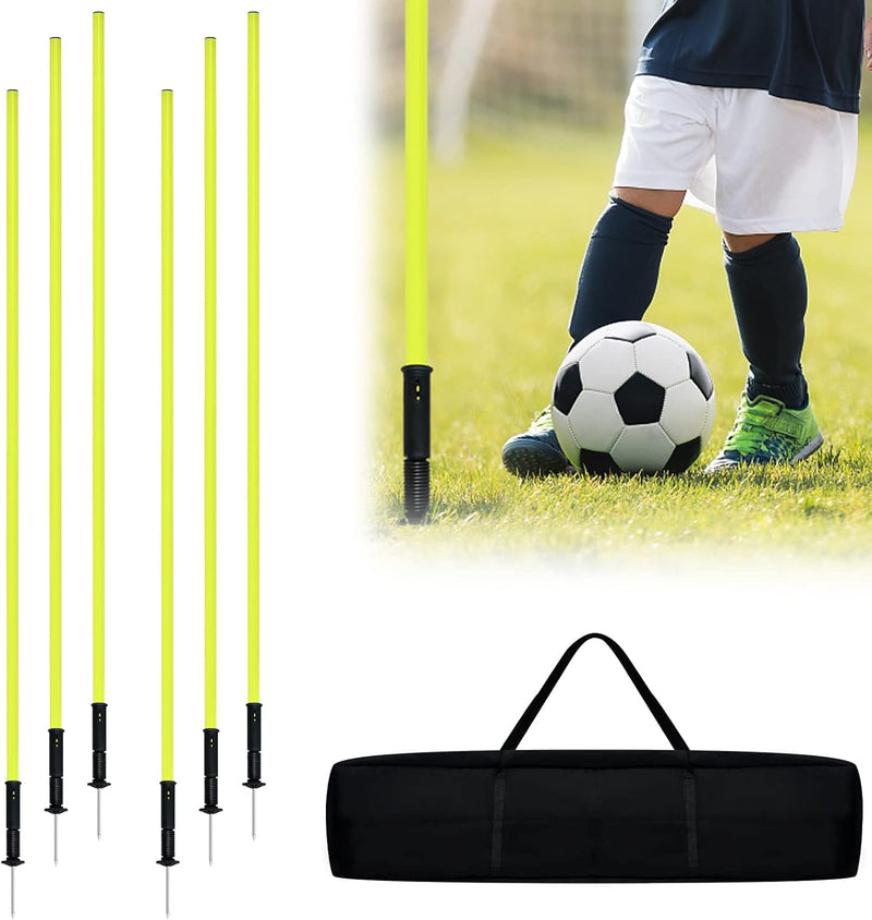 YRHome Slalomstangen Fussball Set Slalom Poles 6 Slalom Stangen mit Federgelenk Sprunghafte Agilität