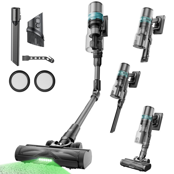 Proscenic P16 Akku Staubsauger Kabellos, 550W 50000pa 65Min mit Flexibles Biegegelenk, GreenEye-Tech
