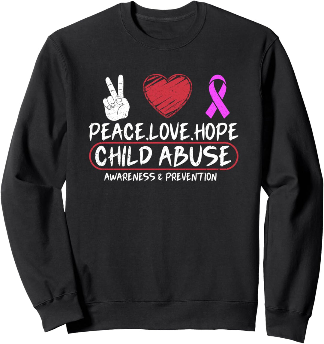 Peace Love Hope Child Abuse Awareness Prevention Sweatshirt