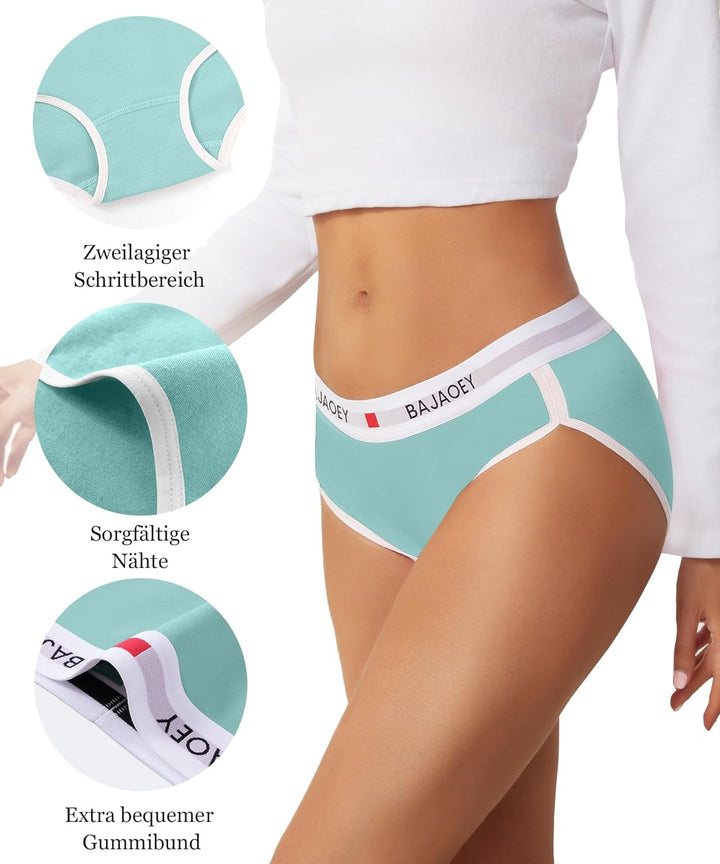 PHOLEEY Slip Unterhosen Damen Unterwäsche Feuchtigkeitsableitende Baumwolle Atmungsaktives Bikini Hö
