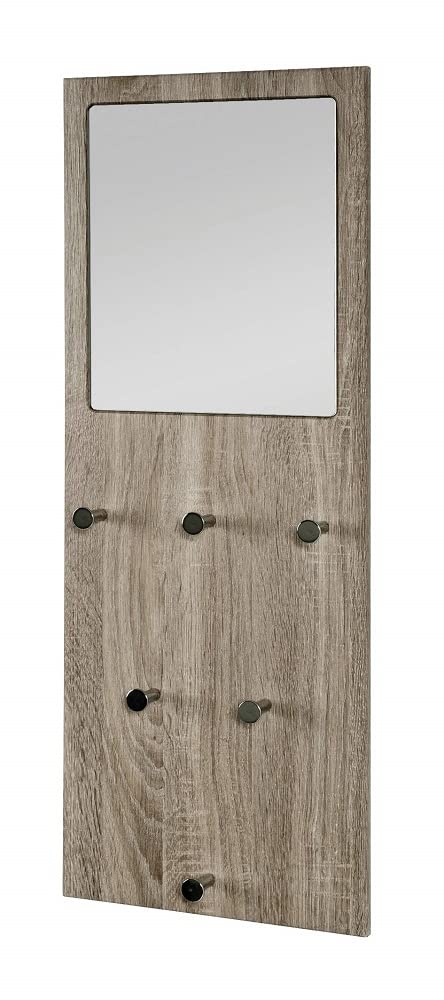 HAKU Möbel Wandgarderobe, MDF, eiche trüffel-chrom, B 30 x T 6 x H 80 cm 80 x 6 x 30 cm Eiche Trüffe
