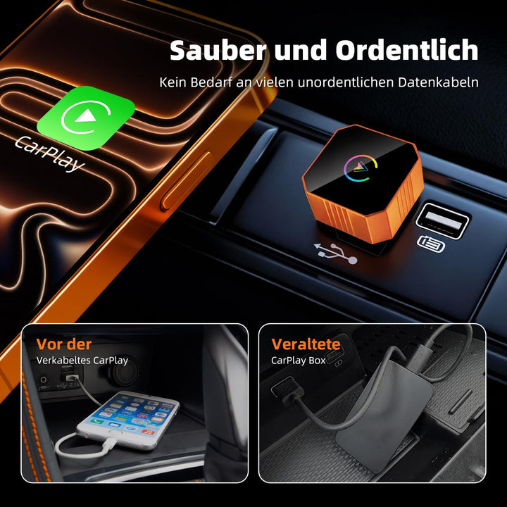 Wireless CarPlay Adapter für iPhone, 2026 Upgrade Wireless Carplay, Plug und Play, USB/Type-C, Schne